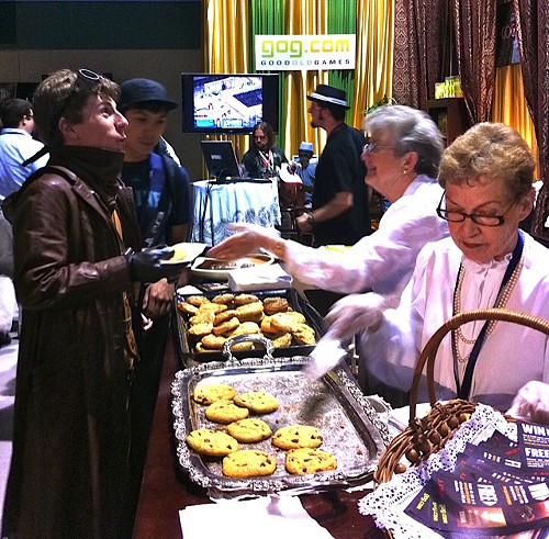 Booth Grandmas passing out cookies at Good Old Games PAX Prime 2011 booth